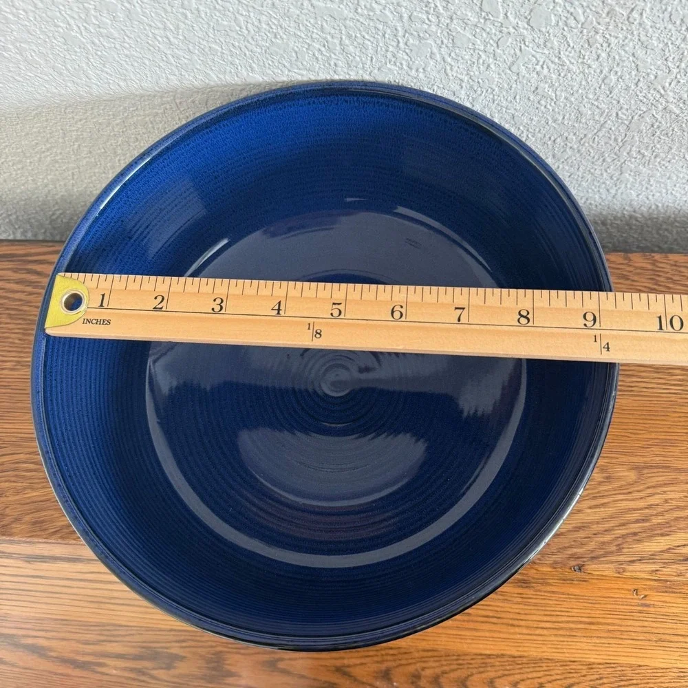 Thomas O'Brien Vintage Modern Blue Stoneware Veggie Serving Bowl 9.5